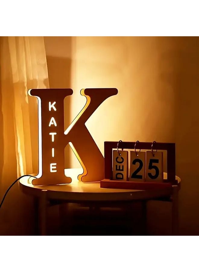 Model X Custom Engraved LED Letter Night Light Personalized Wooden Table Lamp USB Powered - Image 2